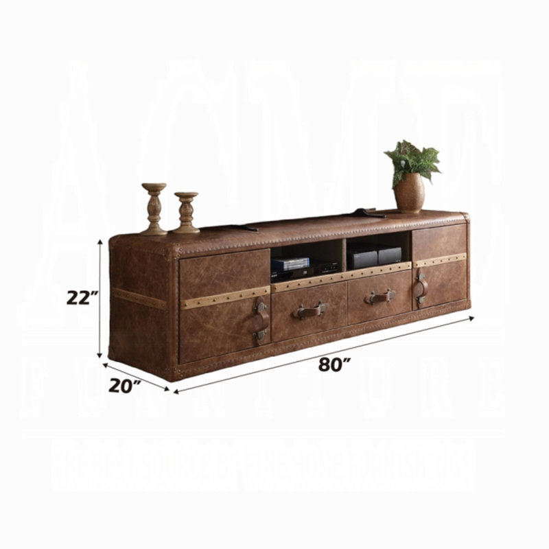 Garfinkel 2-Drawer Rectangular TV Stand in Retro Brown
