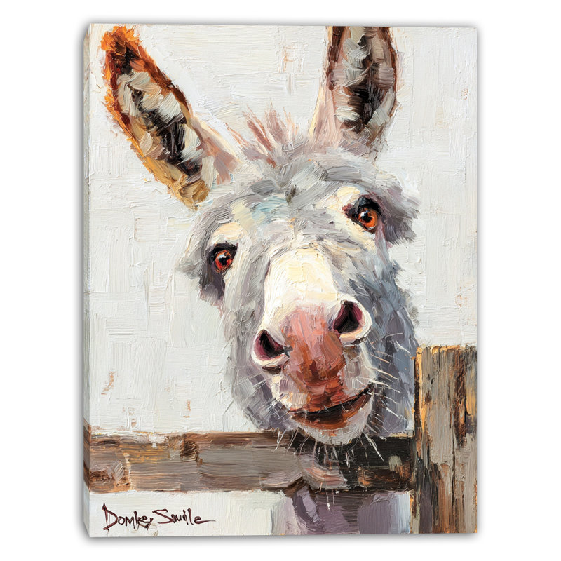 «Donkey Smile», art mural sur toile tendue, H 16 po x l 12 po