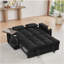 Canapé-lit en chenille noir avec accoudoirs avec rangement, port USB et table d'appoint-297275470