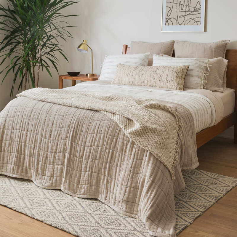 White & Beige Stripe Duvet Cover, Queen