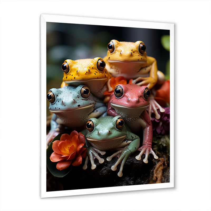 Leaping Frogs Amphibians III, H 32 po x l 16 po x P 1 po, Cadre simple blanc