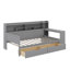Lit de jour en bois avec tablettes de rangement, lit multifonctionnel avec deux tiroirs de rangement et bureau d'étude-686098616