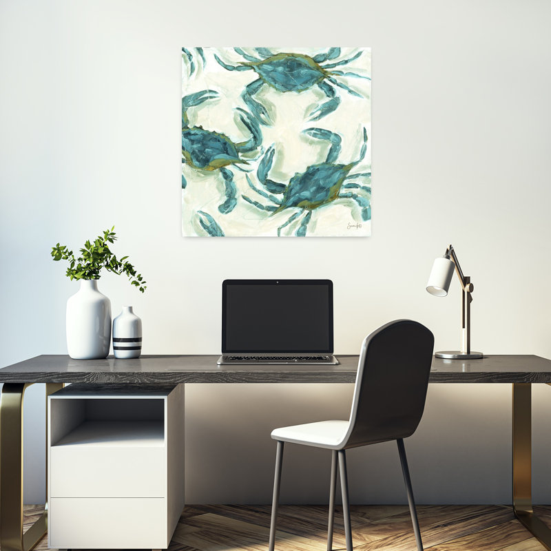 «Crab Dance», art mural côtier abstrait, H 18 po x l 18 po