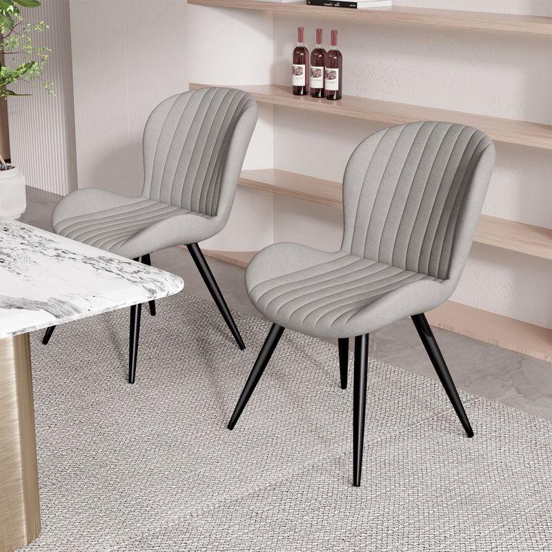 Modern Dining Chairs, Tech Fabric Upholstered Kitchen Chairs With Curved Backrest, Comfortable Dining Room Chairs For Family Meals & Guests
