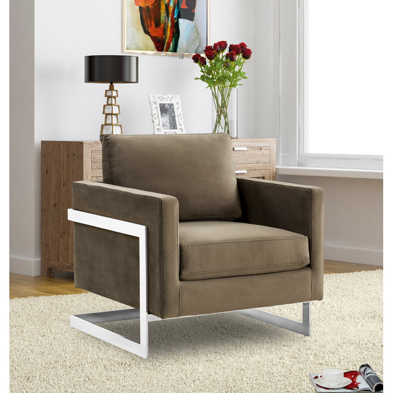 Chaise avec accoudoirs Lybah, Velours gris foncé