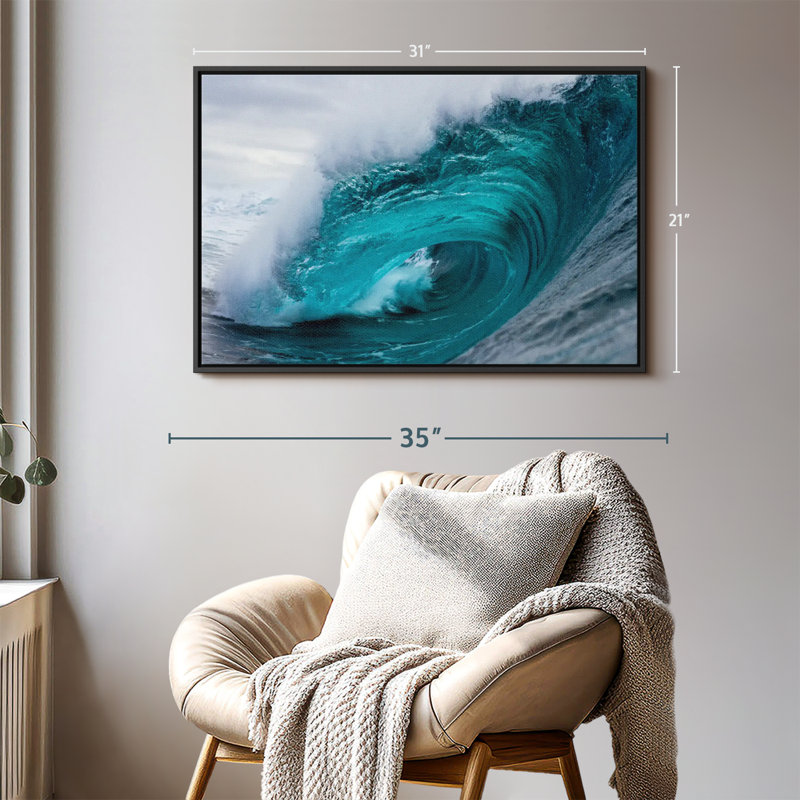Crashing Blue Ocean Wave Canvas Print, 21" H x 31" W
