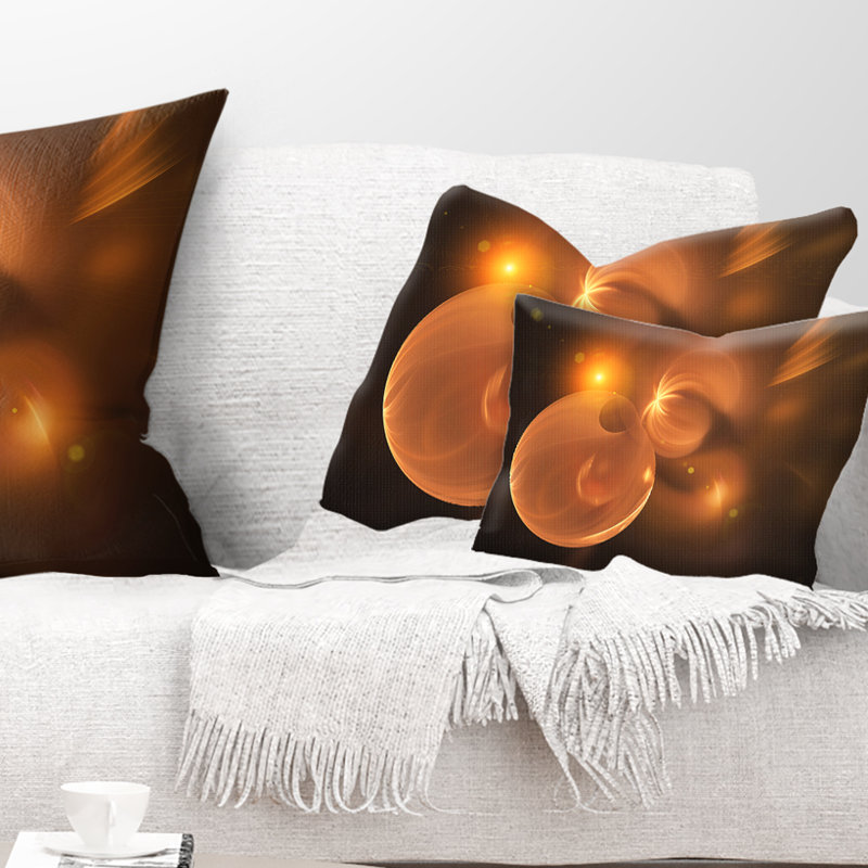 Doux cercles brillants jaunes - coussin imprimé abstrait, 12 po x 20 po, Rectangulaire