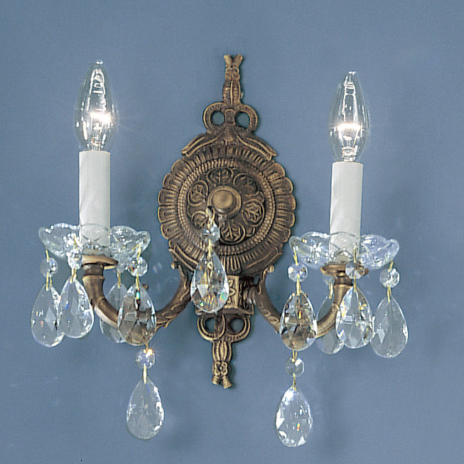 Lampe murale bougie 2 lumières Ewert, Crystalique, Bronze romain