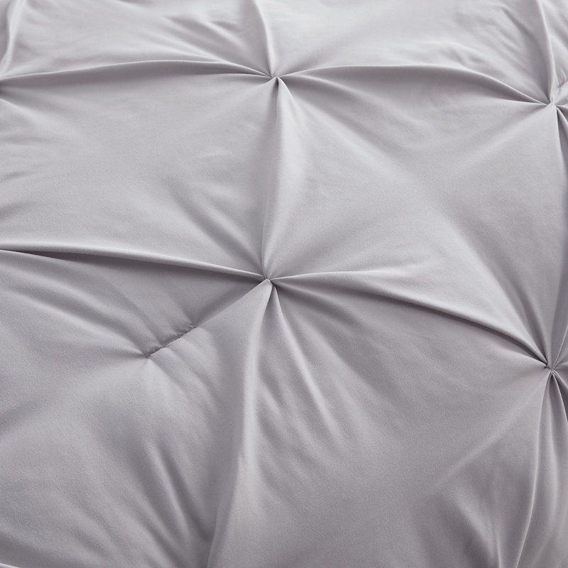 Housse de couette avec insert Pinch Pleat, Couette pour grand lit + 3 pièces supplémentaire, Gris clair