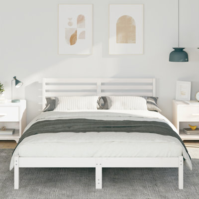With Headboard White Solid Pine Wood