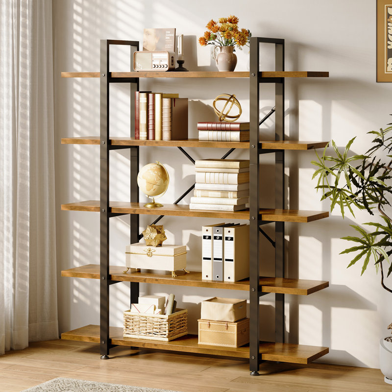 Bibliothèque étagère industrielle en bois à 5 niveaux H 69 "x l 43" Garrison, Brun