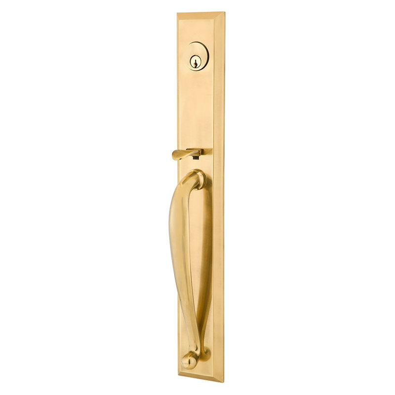 Emtek Jefferson Full Length Single Cylinder Tubular Entryset, French Antique, Belmont Knob, Reversible