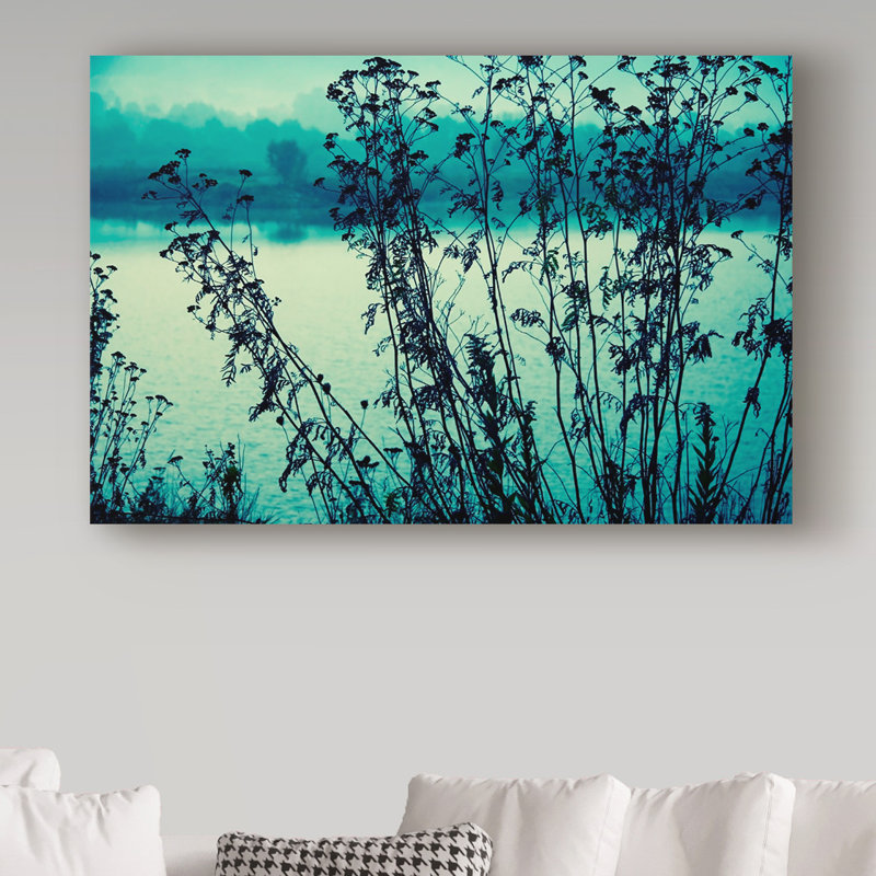 Blues in the Morning Ocean Silhouette Canvas Art