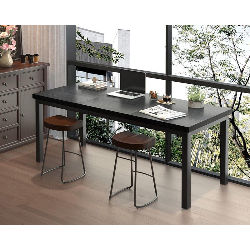 Grand bureau d'ordinateur, bureau d'ordinateur de jeu avec un design moderne, bureau d'ordinateur de bureau., Noir