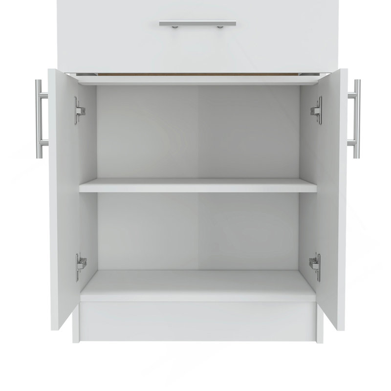 Armoire de rangement Pantry H 33 po, un tiroir, deux tablettes intérieures, deux portes, chêne blanc / clair