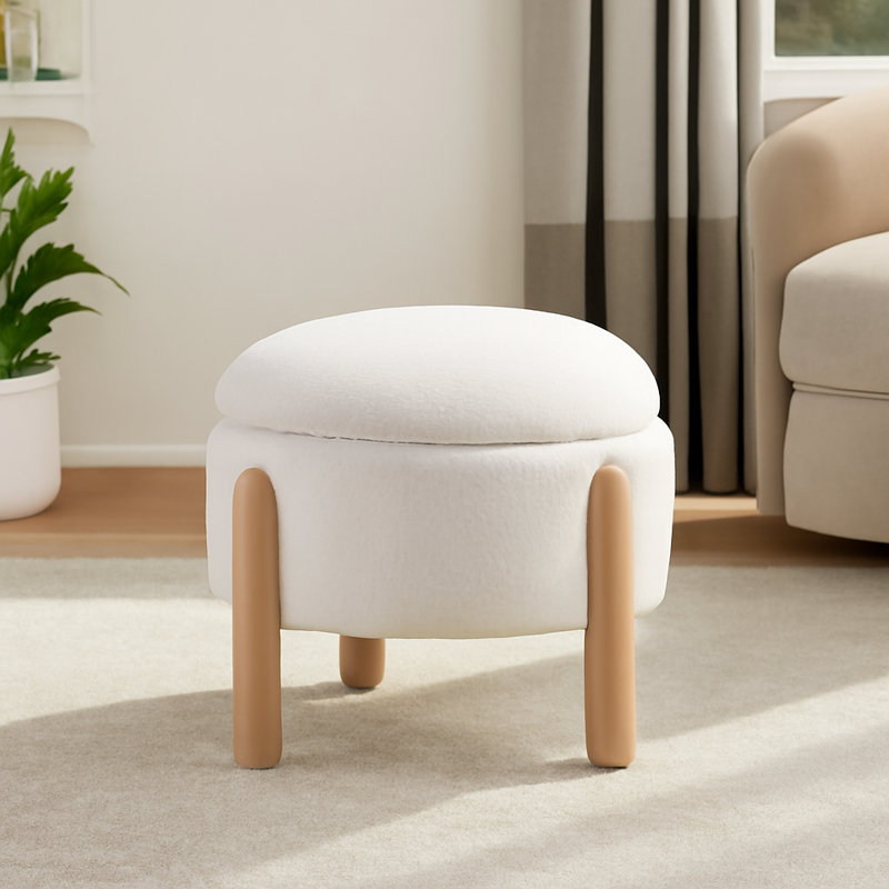 Bhart 45cm Wide Round Footstool Ottoman with Storage