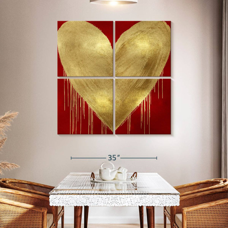 Hardie Big Hearted Gold sur fond rouge, H 45 po x l 45 po