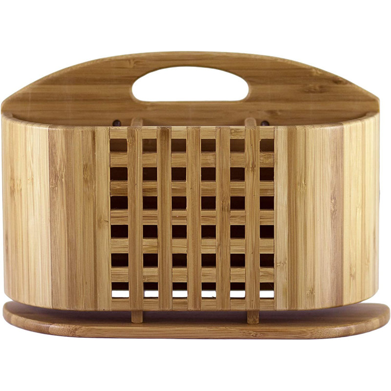 Eco-Friendly Bamboo Dish Rack with Utensil Cup