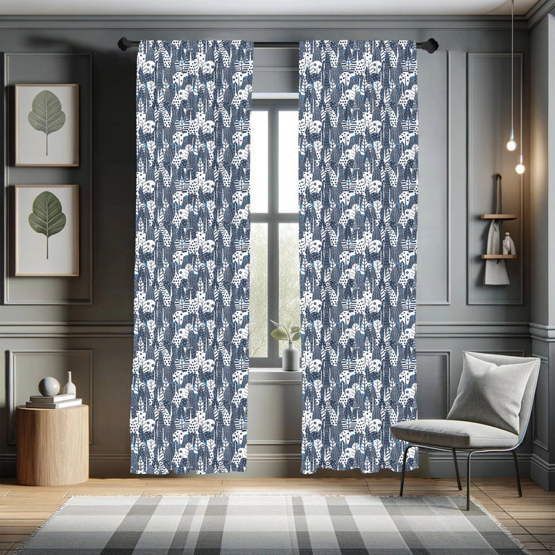 Woodland Floral Semi-Sheer Rod Pocket Curtain Panels, 28" x 63"