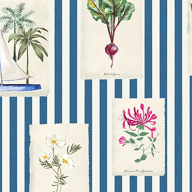 Joules Gallery Wall Stripe Blue Wallpaper