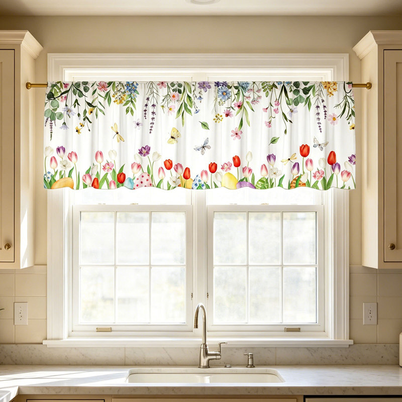Panneaux de rideaux de cuisine décoratifs courts en 2 pièces, A