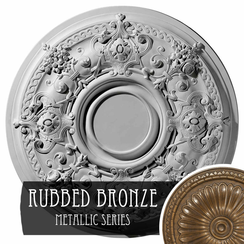 Endurathane Darnay Ceiling Medallion, 29 1/4"OD x 2"P (Fits Canopies up to 7 1/4"), Hand-Painted Rubbed Bronze Finish