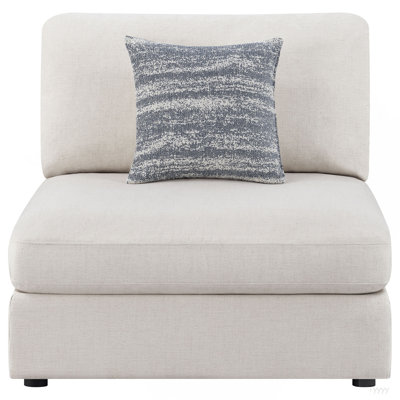 Duncan Beige Upholstered Armless Chair With Removable Cushions