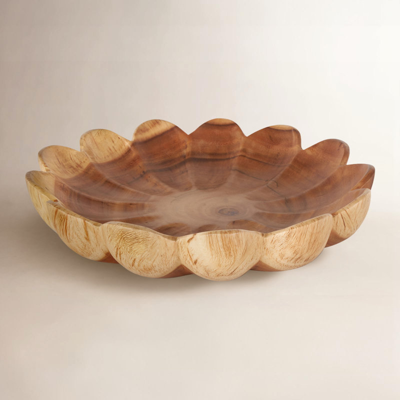 Bol décoratif brun en bois de teck Elsie Cole