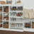 Modular Stackable Shoe Shelf Unit With Adjustable Angled Shelves And Decorative Trim For Closet Organization