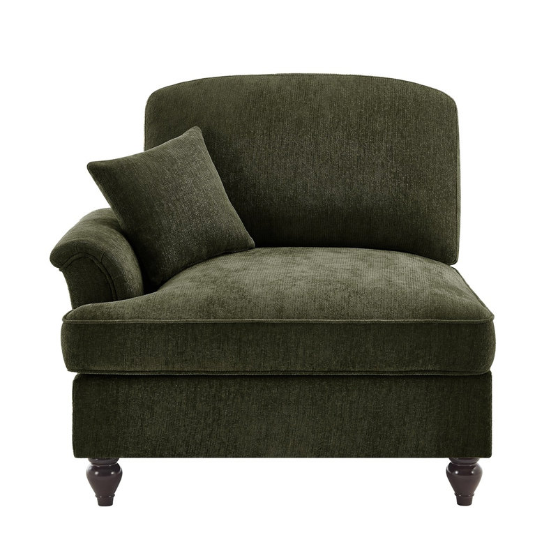 Canapé en chenille LSF avec 1 coussin, Vert