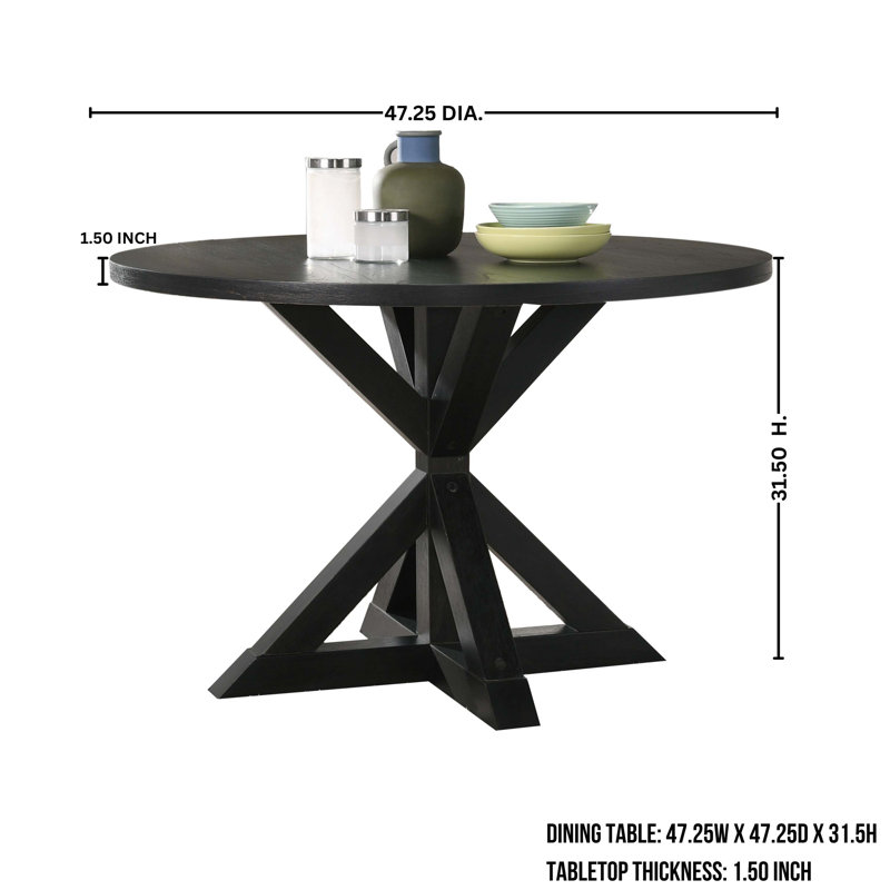 5-piece Dining Set, Cross-Buck Round Table with 4 Tufted Chairs, Purple