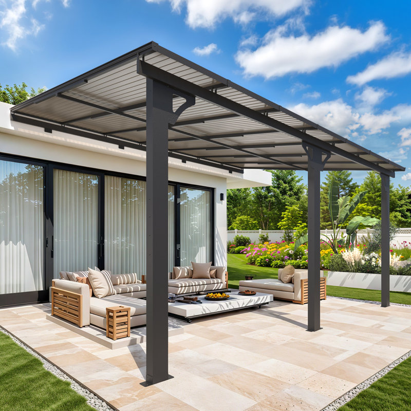 Pergola d'extérieur à hauteur réglable pour patio, H 118 po x l 168 po x P 110,23 po
