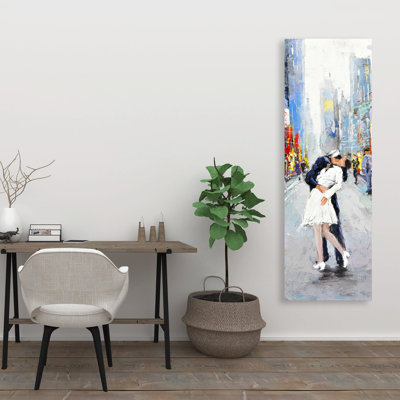 Baiser de Times Square - décor de toile de paysage de rue romantique