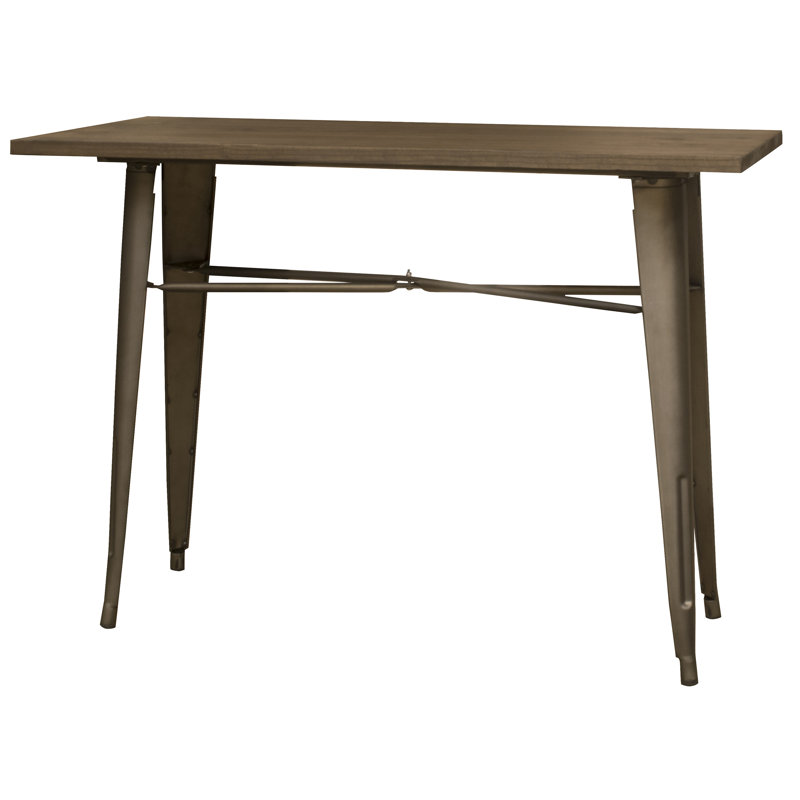 Rustic Elm Wood and Steel Bar Height Table