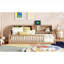 Lit simple en bois massif avec cadre de lit simple TG et armoires de rangement intégrées et ports de chargement USB
