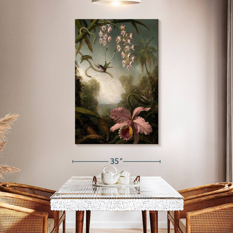 Orchidées Harnek avec colibri, H 51 po x l 34 po