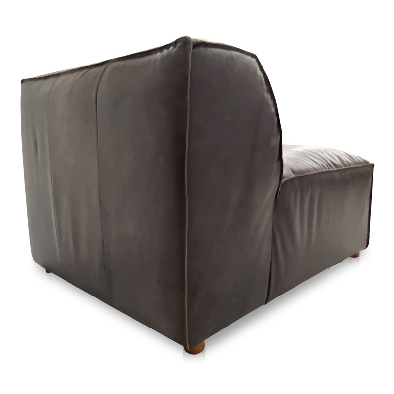 Foley Genuine Leather Slipper Chair, Espresso Brown Top Grain Leather