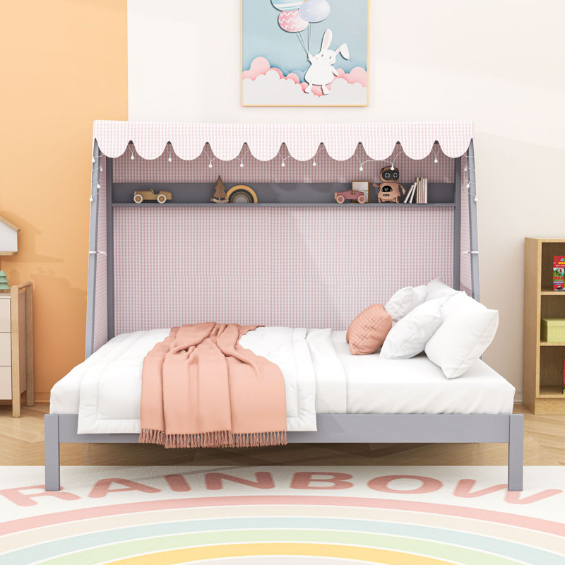 Lit simple TG avec lit gigogne, éclairage à DEL, tente et tablettes, Grey