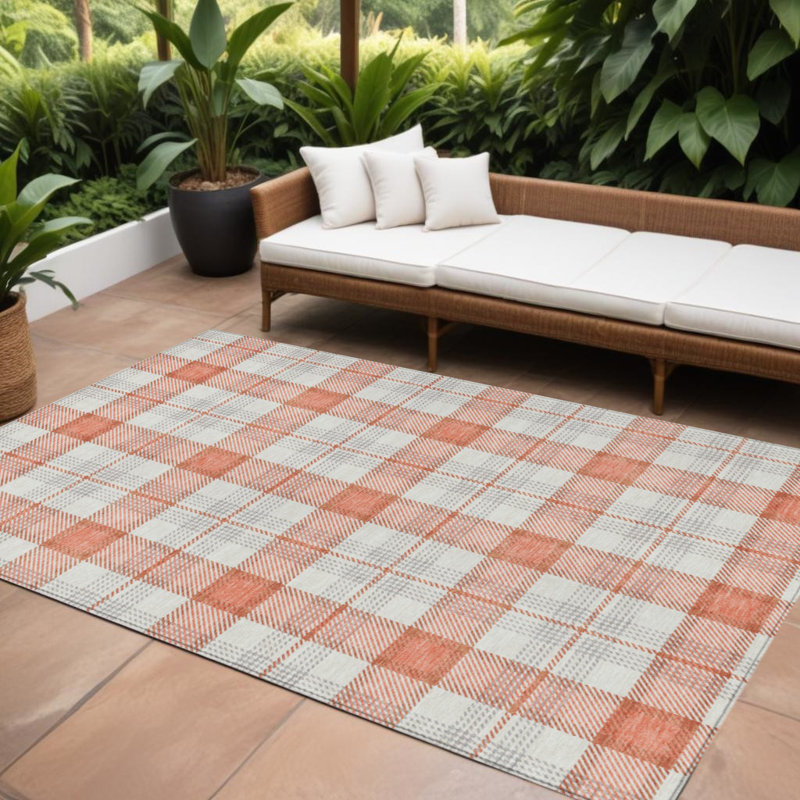 Tapis intérieur / extérieur lavable écossais 10 pi x 14 pi Coral