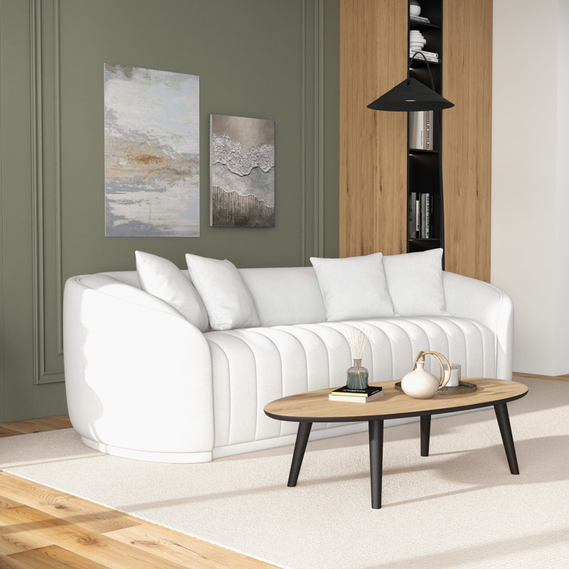 Canapé à accoudoirs arrondis 92,51 po Axal, Boucle blanc