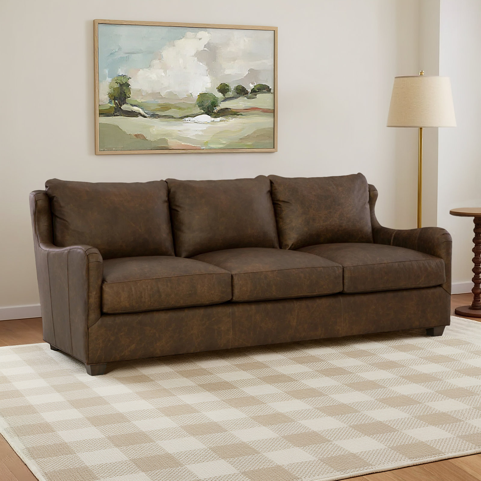 Odette 92" Genuine Leather Sofa