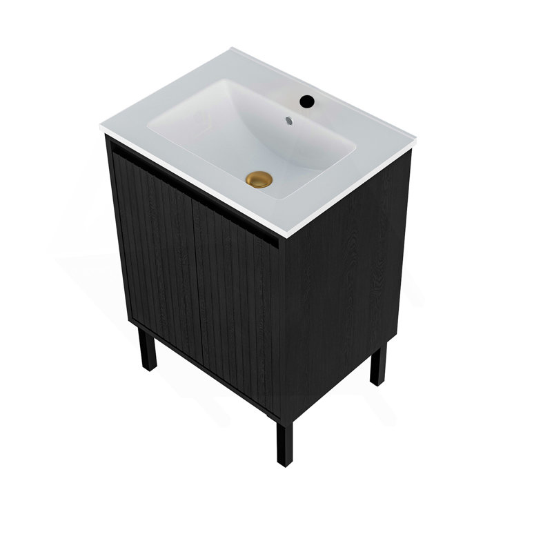24 Inch Bathroom Vanity Without Sink, 24", Matt Black