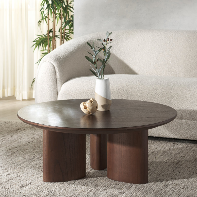 Barnard Round Wood Coffee Table, Walnut