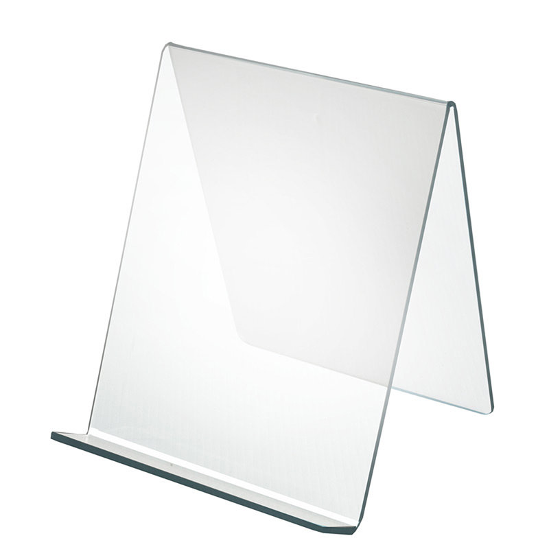 Présentoir l 9 po x P 9,5 po x H 10,5 po. Bord avant: H 1,75 po, paquet de 10