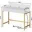 Bureau d'ordinateur 39,4 "blanc et or avec port USB, 2 tiroirs - Bureau à domicile et chambre à coucher-228977058-232450595
