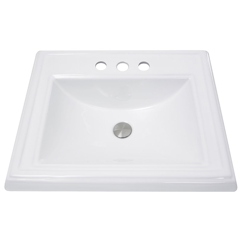 Great Point Rectangular Drop-in Bathroom Sink, White, 4" Centers