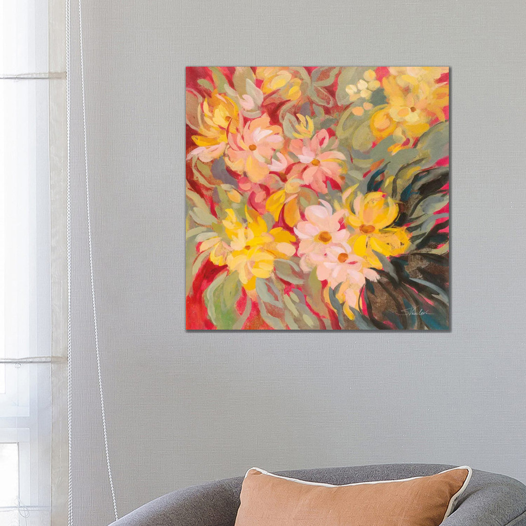 Magenta And Sage Floral von Silvia Vassileva - Galerie-verpackte Leinwand Giclée auf Leinwand