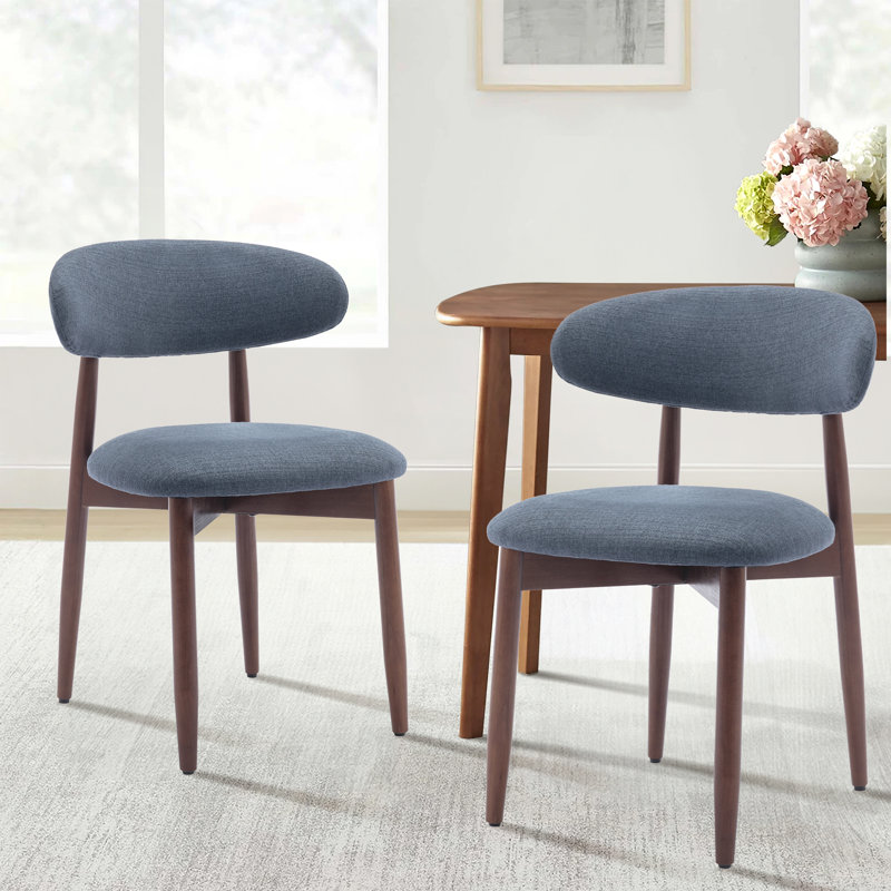 Chaise d'appoint rembourrée en bois massif Vannie, Bleu, Brown