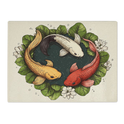 Koi Fish Digital  Glass Chopping Board