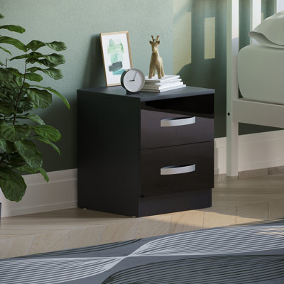 Arkadij 2 Drawer Beside Table With Metal Runners, Modern Bedroom Storage Cabinet